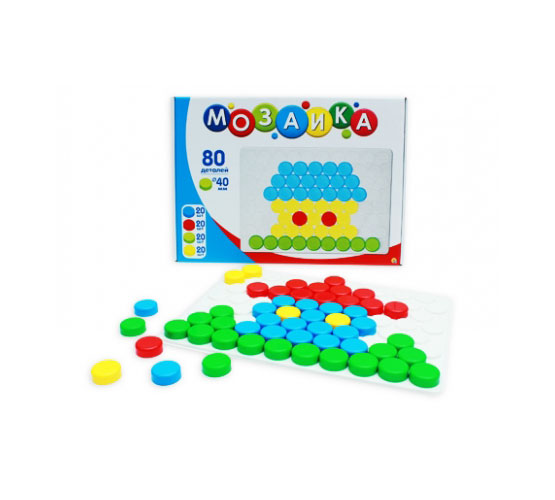 Мозайка, Серия 'Собиралкин', 80 фишек, 40 мм., (белое поле), картон. уп., М-9585