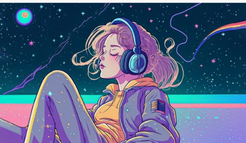 Алмазная мозайка 'Космическая музыка' (блест) 20х30 см, на картоне с част. запол. 16 цветов, НД-0985