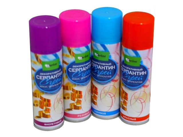 Серпантин-спрей , DARLENS , нетающий, 250 мл., ассорти, DL-DRL01009
