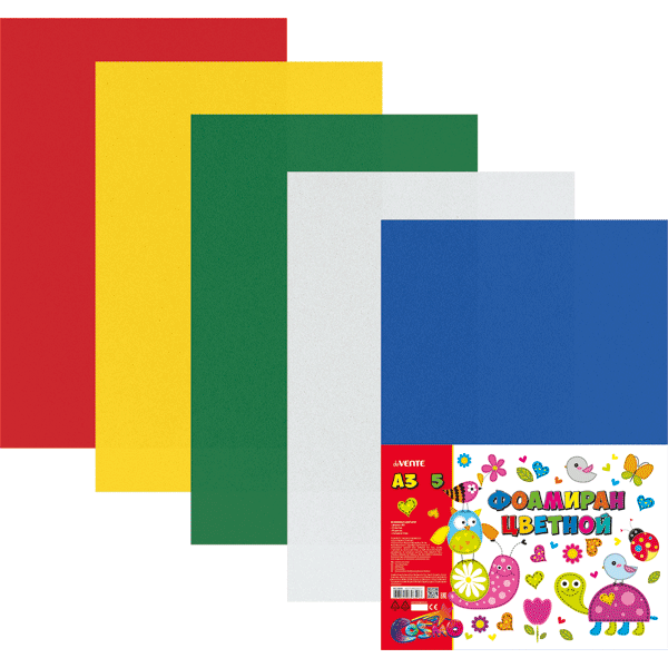 Фоамиран цветной A3 'deVENTE' 5 цв , 5 л , толщина 2 мм, 8013800