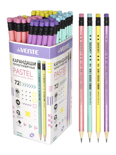 Карандаш чернографитный 'deVENTE. Pastel' HB , диаметр грифеля 2 мм , шестигранный, 5032903