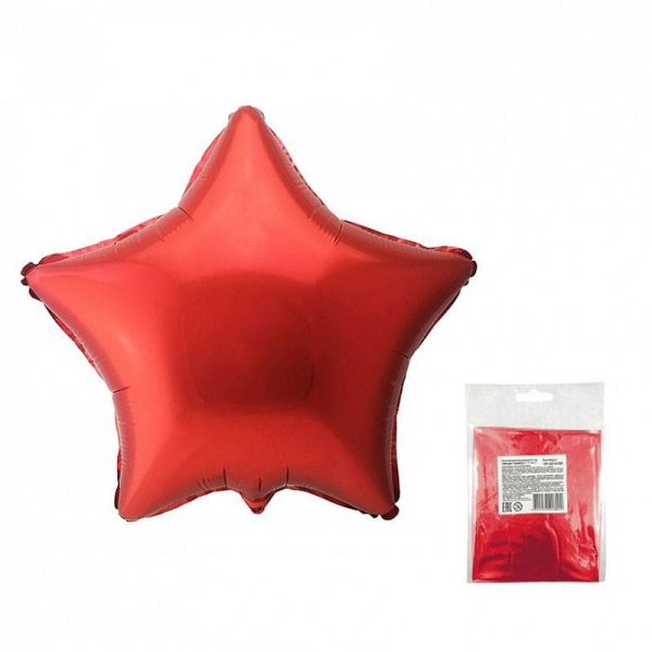Шар фольга 18 Звезда Красный в упаковке ; Star Red ;  157-01-R-QX